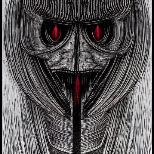 Prompt: griffith, red, by hr giger