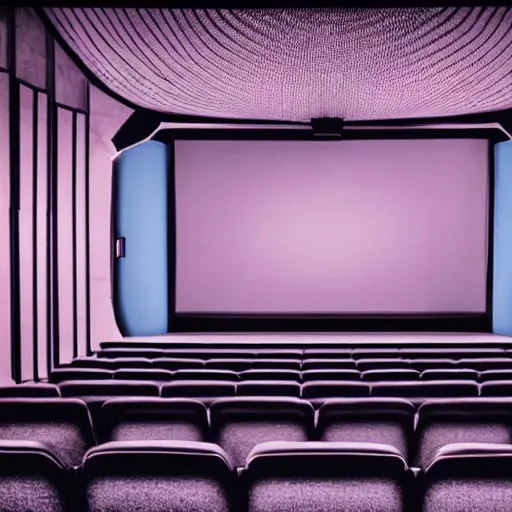 Image similar to Two male silhouettes on an empty theatre stage, polaroid picture, colour, bright, motion blur