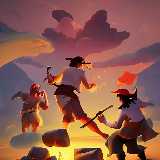 Image similar to painting treasure on sea of thieves game smooth median photoshop filter cutout vector, behance hd by jesper ejsing, by rhads, makoto shinkai and lois van baarle, ilya kuvshinov, rossdraws global illumination