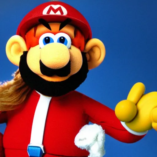 Prompt: Mario as a muppet