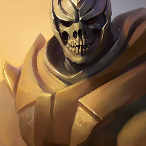 Image similar to greg manchess portrait painting of partially armored powerful skeletor overwatch character, medium shot, asymmetrical, profile picture, organic painting, sunny day, matte painting, bold shapes, hard edges, street art, trending on artstation, by huang guangjian, gil elvgren, ruan jia, greg rutkowski, gaston bussiere