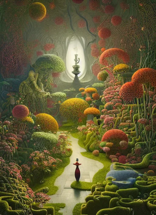 Image similar to hyper detailed 3d render like a Oil painting - the secret garden by Jacek Yerka, Mariusz Lewandowski, Houdini algorithmic generative render, Abstract brush strokes, Masterpiece, Edward Hopper and James Gilleard, Zdzislaw Beksinski, Mark Ryden, Wolfgang Lettl, hints of Yayoi Kasuma, octane render, 8k