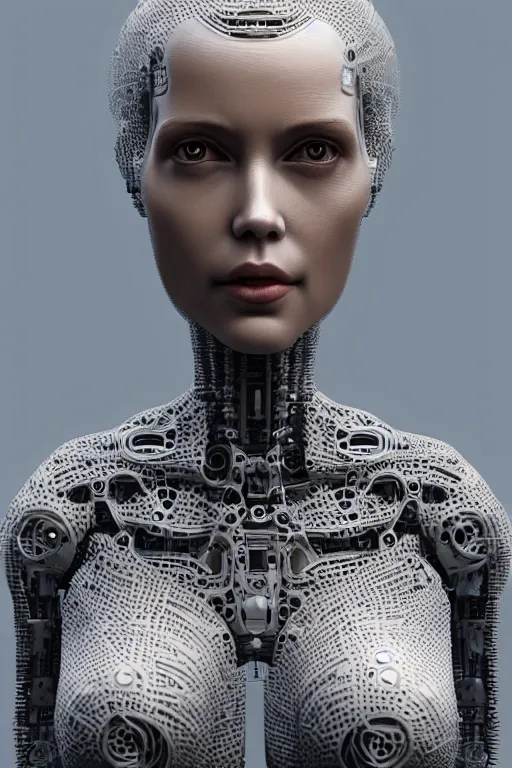 Prompt: portrait of a female robot mother, intricate, dystopian, toy, sci - fi, extremely detailed, digital painting, sculpted in zbrush, artstation c