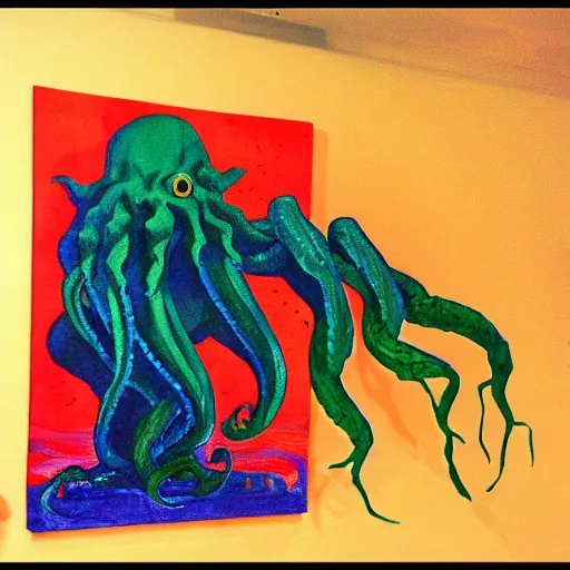 Image similar to Cthulhu painted in the style of Eric Carle