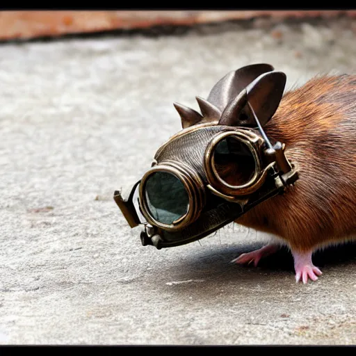 Prompt: a rat with steampunk googles, by 500px