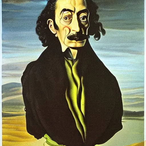 Prompt: portrait of Salvador Dali in the style of Joseph Wright of Derby