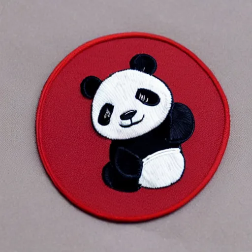 Prompt: panda embroidered patch