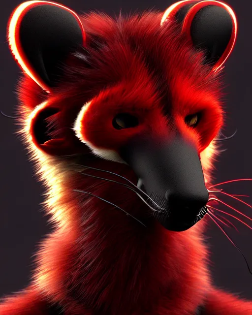 Image similar to furry - male - red - black - weasel - necromancer - fursona uhd ue 5 visual novel pc game expressions, photorealistic