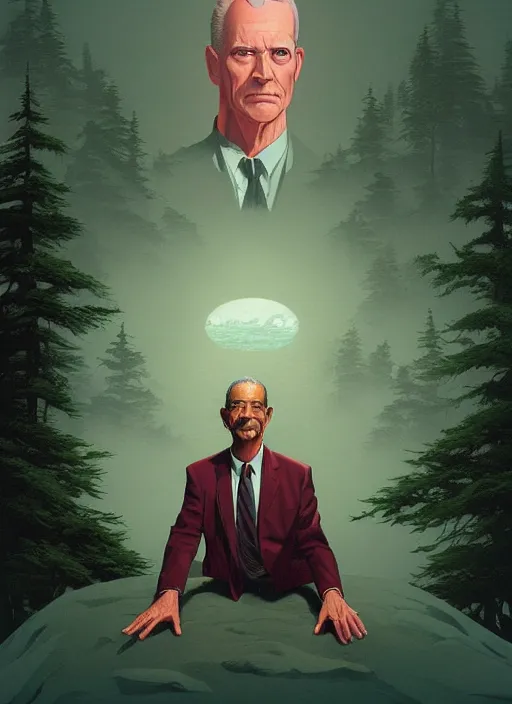 Prompt: Twin Peaks poster artwork by Michael Whelan and Tomer Hanuka, Rendering of portrait of Tim Reid, full of details, by Makoto Shinkai and thomas kinkade, Matte painting, trending on artstation and unreal engine