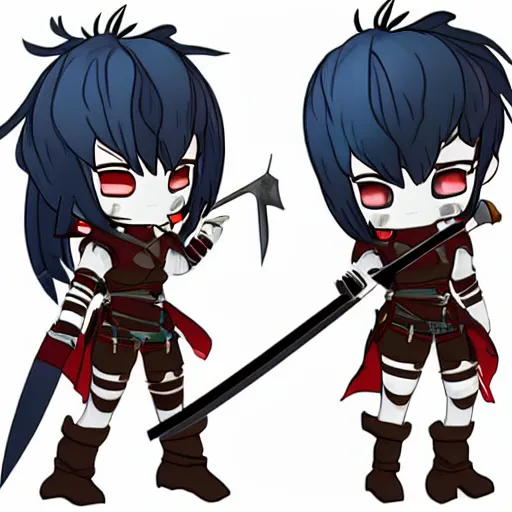 Image similar to cute chibi fumo plush of a heavy sword wielding paladin, shadow armor, monster girl, stylized cel shading, vray