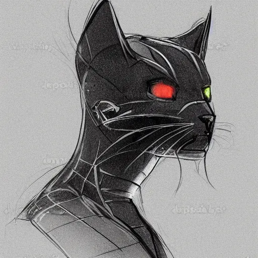 Image similar to cyberpunk cat in suit sketch side view full body - s 2 7 6 0 0 0 3 1 5 9