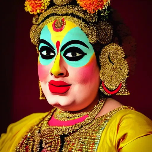 Prompt: adele as a Kathakali dancer, portrait