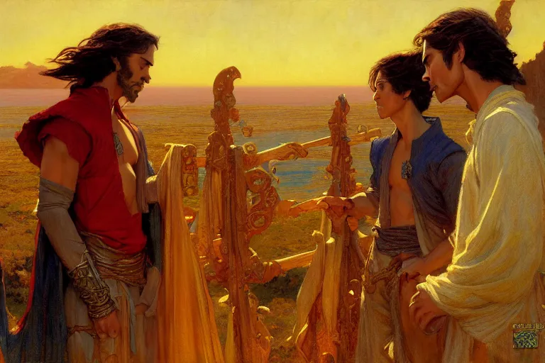 Image similar to tales of earthsea, painting by gaston bussiere, craig mullins, j. c. leyendecker, tom of finland