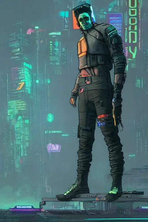 Image similar to vernon. Deadly blackops mercenary. cyberpunk 2077. Blade Runner 2049. concept art by James Gurney and Mœbius.