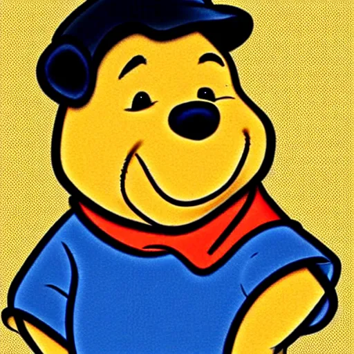 Image similar to Winnie the Pooh with the face of Xi Jinping, cartoon, caricature