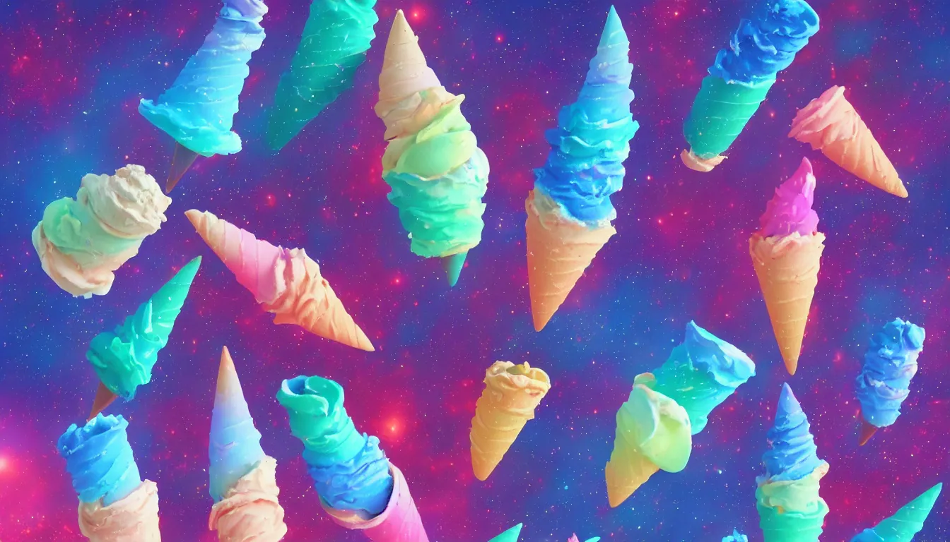 Prompt: " soft serve ice cream cones