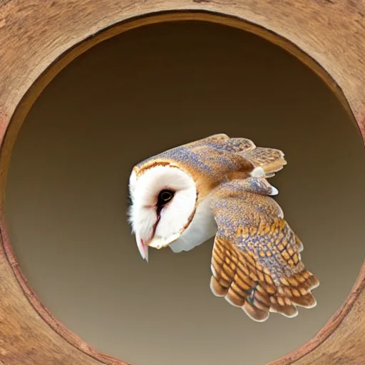 Image similar to barn owl, noctilux, barrel distortion,