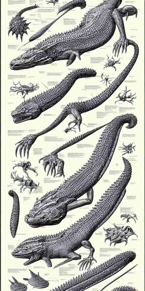 Image similar to squamata schematic, ultra detailed, 4 k, intricate, encyclopedia illustration, fine color inking lines