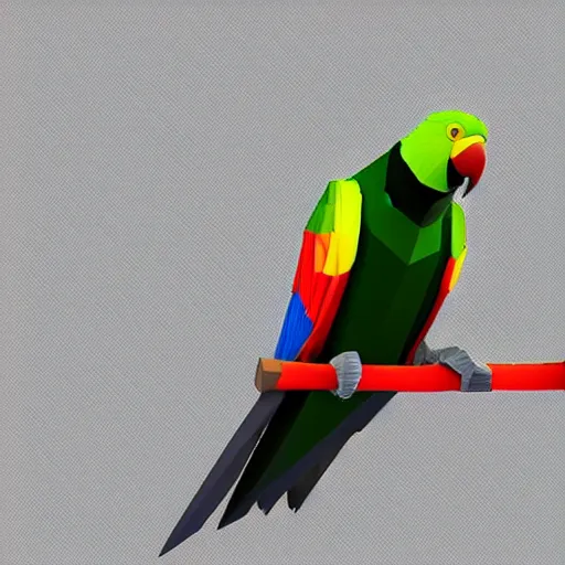 Image similar to a low - poly model of a parrot,