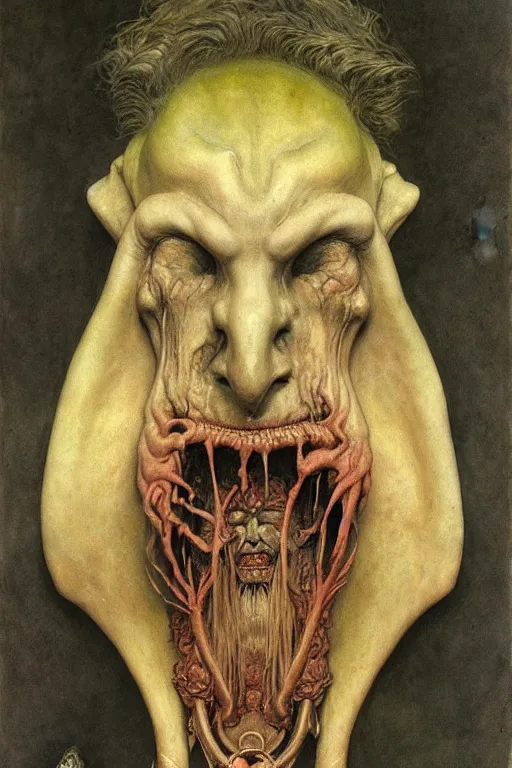 Image similar to funeral mask by wayne barlowe, gustav moreau, goward,  Gaston Bussiere and roberto ferri, santiago caruso, and austin osman spare, ((((occult art))))