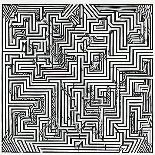 Image similar to the labyrinth of the minotaur as drawn by mc escher