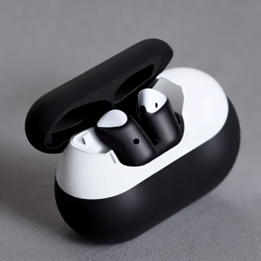 Image similar to black airpods pro case with marshmallow design on the case, studio, product photo