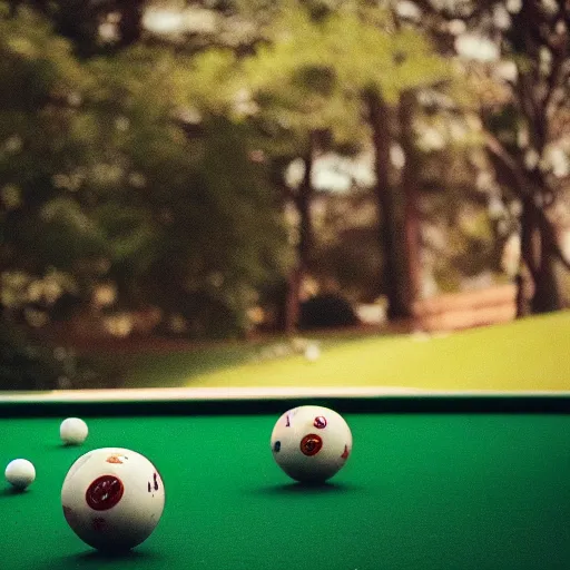 Prompt: a billiard ball on the green, trending on 500px