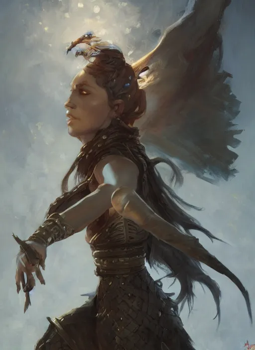 Image similar to Oil painting of a human warrior, fantasy character art, D&D, Magic The Gathering, by Charlie Bowater, Craig Mullins, centered, symmetrical, 8k, sharp focus