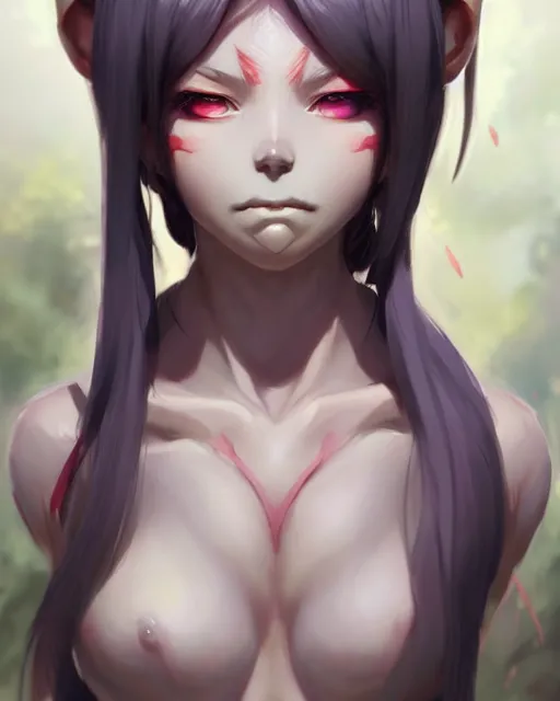 Image similar to character concept art of a beautiful young anime orc woman | | cute - fine - face, pretty face, realistic shaded perfect face, fine details by stanley artgerm lau, wlop, rossdraws, james jean, andrei riabovitchev, marc simonetti, and sakimichan, tranding on artstation