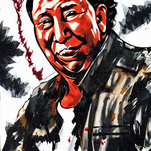 Image similar to hugo chavez in the style of yoji shinkawa, 4k