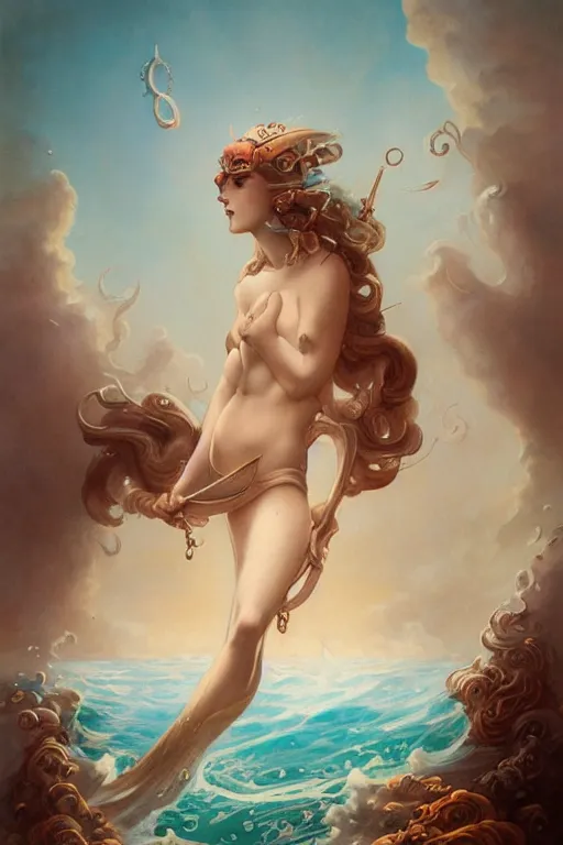 Image similar to Goddess of the Sea by Peter Mohrbacher in the style of Gaston Bussière