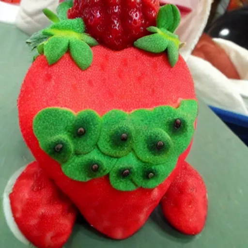 Image similar to horrifying strawberry critter