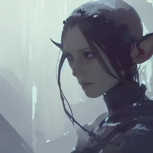 Image similar to portrait of an elf woman with elf ears wearing a valve index, dramatic lighting, illustration by Greg rutkowski, yoji shinkawa, 4k, digital art, concept art, trending on artstation