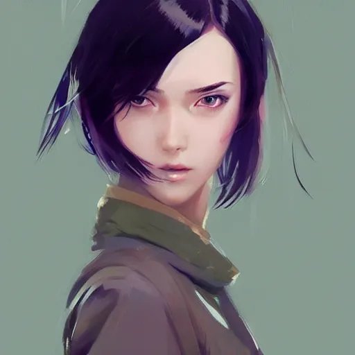 Image similar to elegant girl in urban outfit, cute fine face, rounded eyes, digital painting, fan art, pixiv, by Ilya Kuvshinov, katsuhiro otomo ghost-in-the-shell, magali villeneuve, artgerm, Jeremy Lipkin and Michael Garmash and Rob Rey