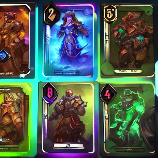 Image similar to A concept art showing several cards of a new game designed by blizzard . This is a card game concept art , card , tabletop, design, card , Pinterest