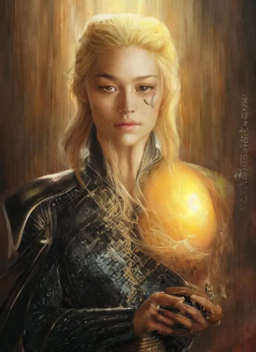 Image similar to a painting done in a egg - soup of a character from game of thrones tv - series, art by artgerm, karol bak, mark brooks, donato giancola, bayard wu, 4 k, 4 0 9 6, hires, focus