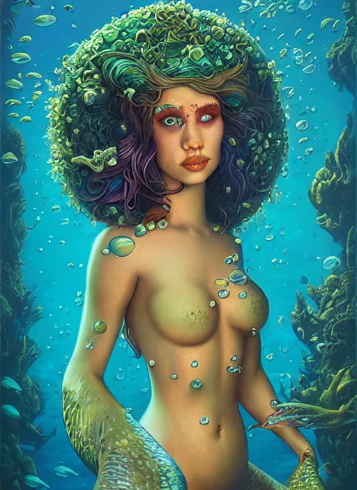 Image similar to underwater portrait of shrek as a mermaid, pixar style, by tristan eaton stanley artgerm and tom bagshaw.