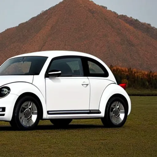 Prompt: if a volkswagen beetle car was made into a pickup truck