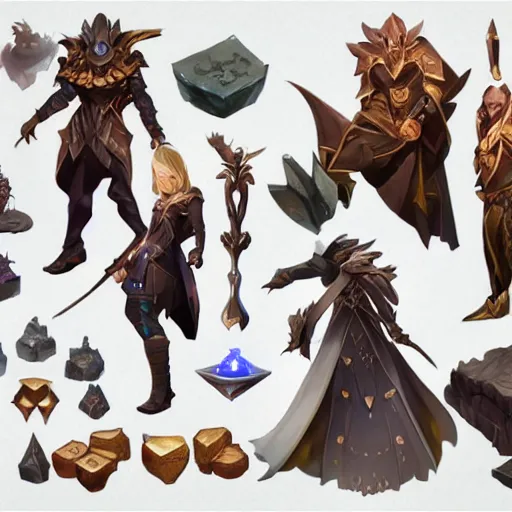 Prompt: set of magic RPG items , game asset of six different magic items and rpg items by Stanley Artgerm Lau, game pack, assets, WLOP, Rossdraws, James Jean, Andrei Riabovitchev, Marc Simonetti, and Sakimichan, trending on artstation , assets, HD , strong contrast