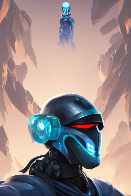 Image similar to epic mask helmet robot ninja portrait stylized as fornite style game design fanart by concept artist gervasio canda, behance hd by jesper ejsing, by rhads, makoto shinkai and lois van baarle, ilya kuvshinov, rossdraws global illumination radiating a glowing aura global illumination ray tracing hdr render in unreal engine 5