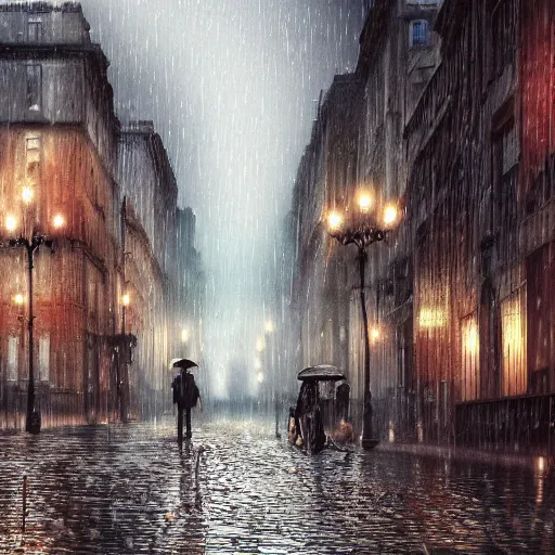 Prompt: rainy victorian city, 8k, ultrarealistic, ultra hd, gloomy, photorealistic