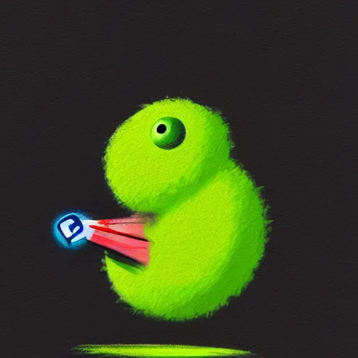 Image similar to a eminem tennis ball monster, tennis ball, lightning, chalk, digital art, fantasy, magic, trending on artstation, ultra detailed, professional illustration by Basil Gogos