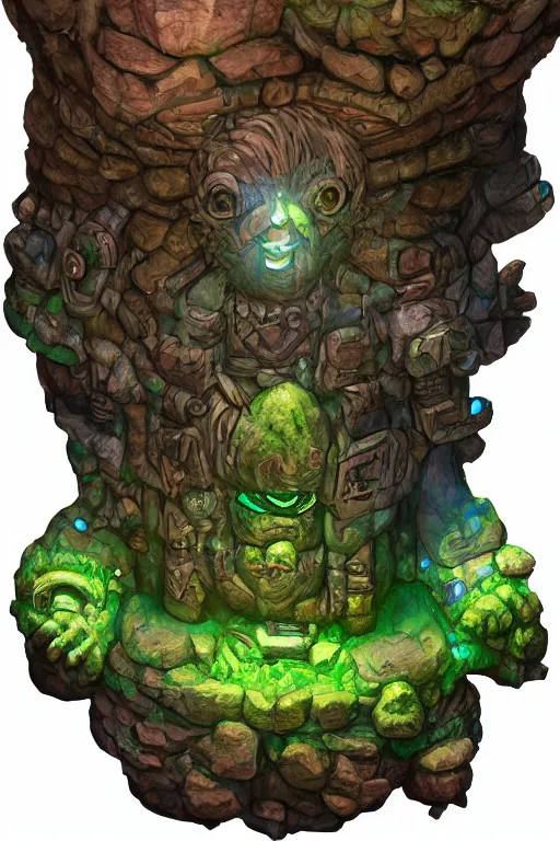 Image similar to zelda fantasy art giant golem troll wood rock greeble gemstone, global illumination ray tracing hdr fanart arstation by sung choi and eric pfeiffer and gabriel garza and casper konefal