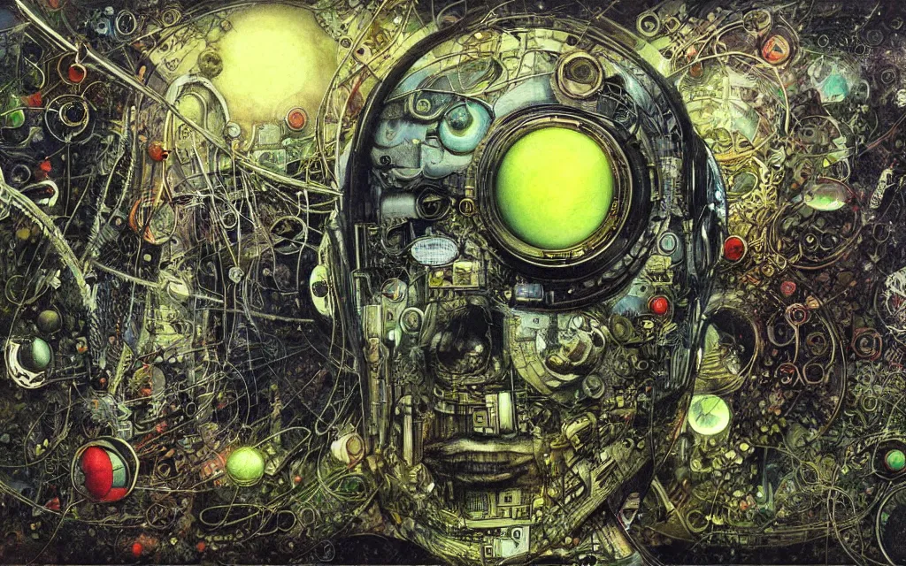 Image similar to a techno - spirit futurist cybernetic organic ecosystem, future perfect, award winning digital art by santiago caruso and alan bean, sharp bright colors