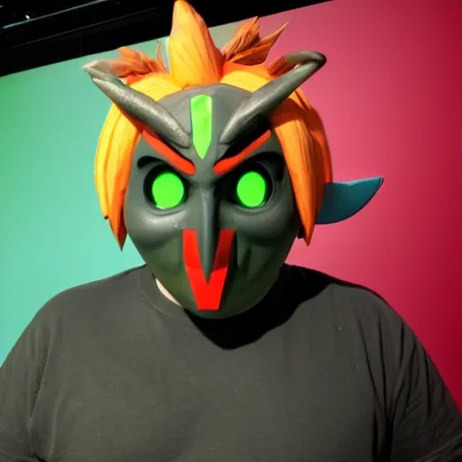 Prompt: Jeff Gerstmann wearing Majora's Mask