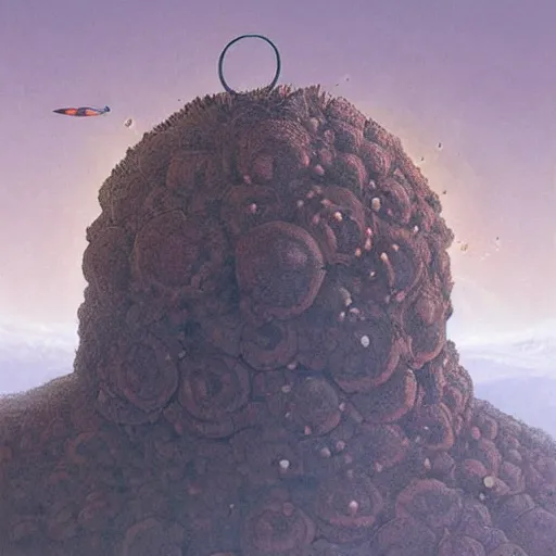 Image similar to A digital painting of a meteor containing an insect hive, Wayne Barlowe Greg Rutkowski