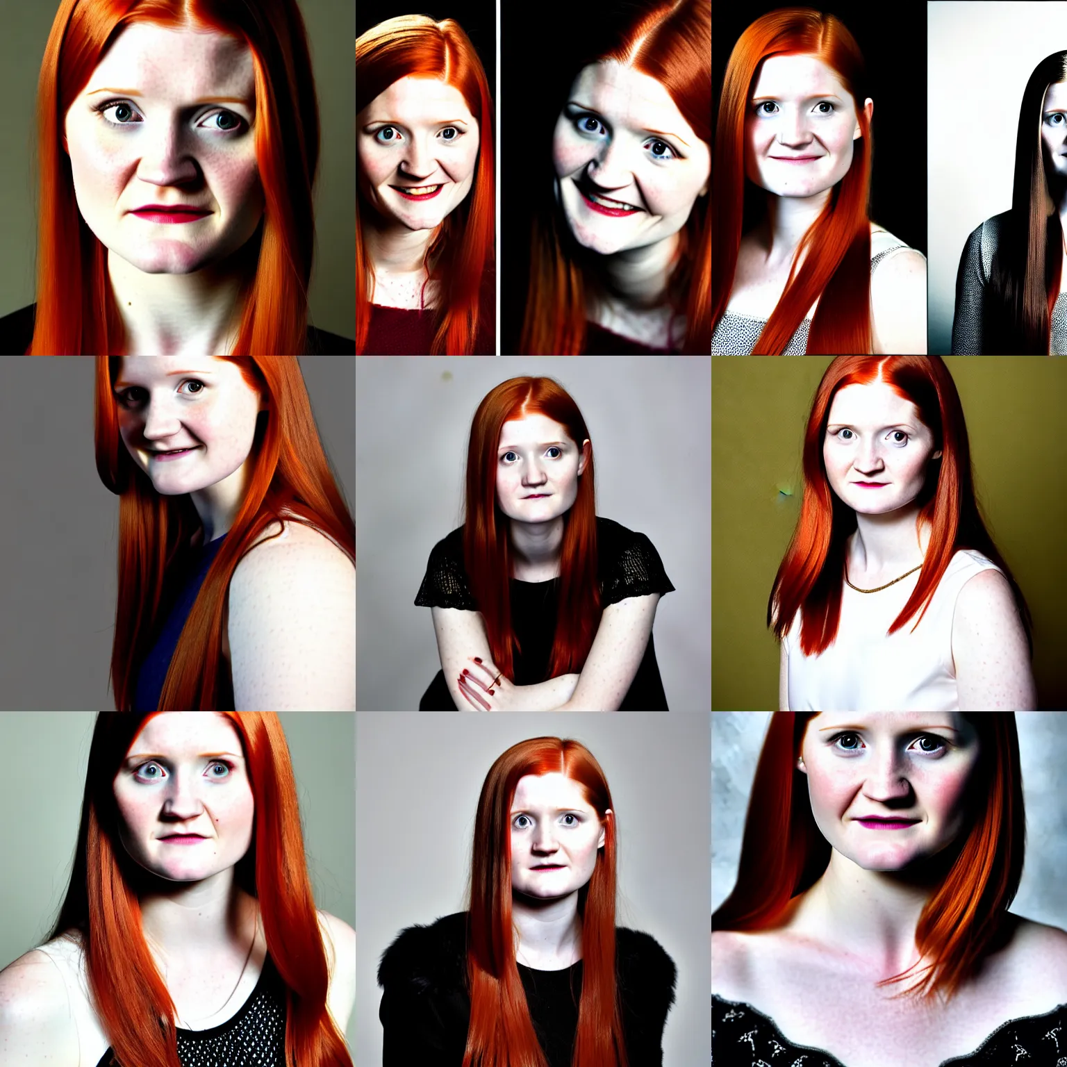 Prompt: portrait photo of ginny weasley / bonnie wright