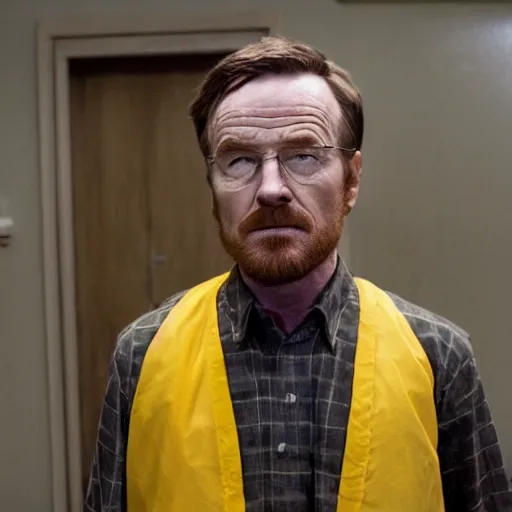 Image similar to Live Action Still of Bryan Cranston dressed as Jesse Pinkman, real life, hyperrealistic, ultra realistic, realistic, highly detailed, epic, HD quality, 8k resolution, body and headshot, film still