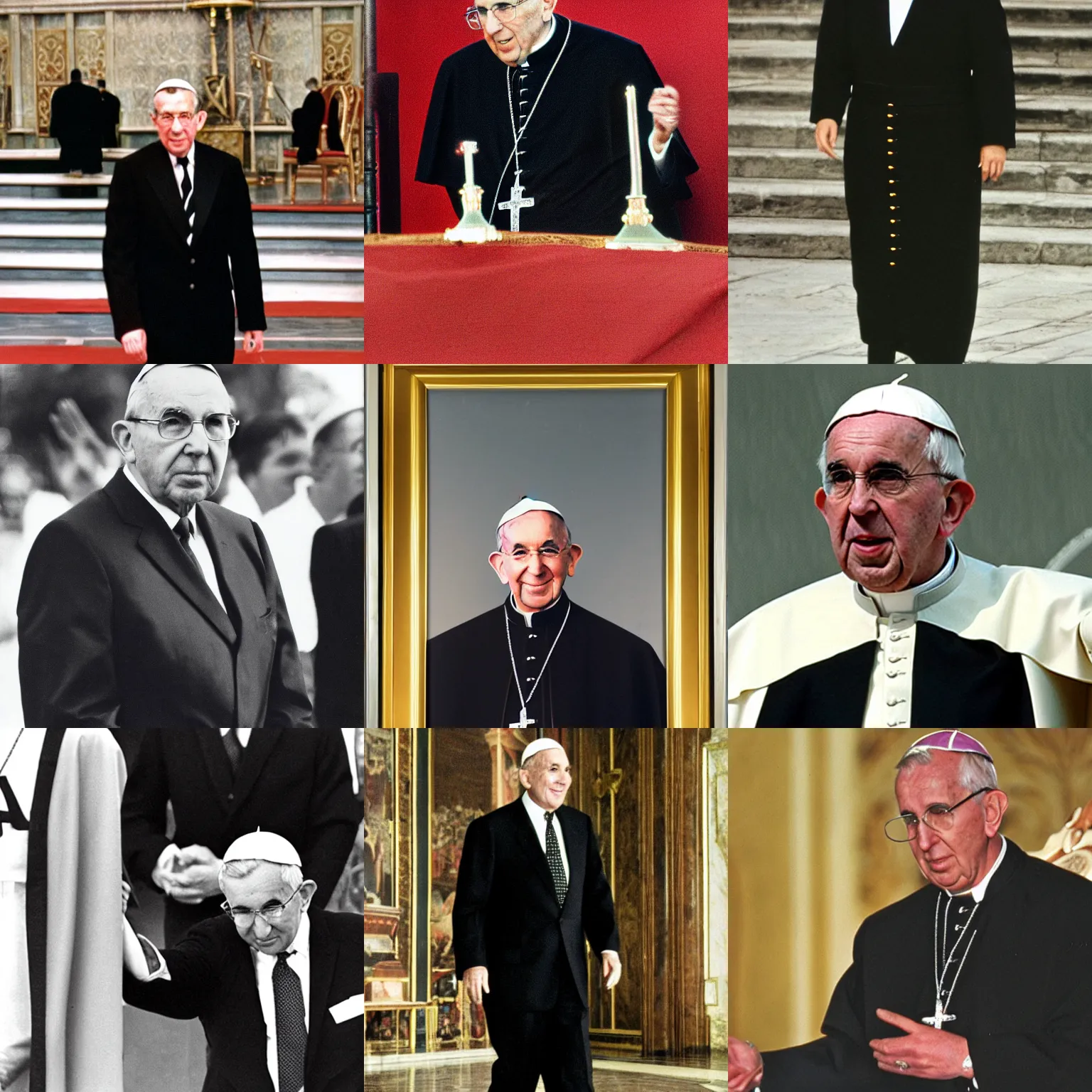 Prompt: Pope John Paul 2 in black suit