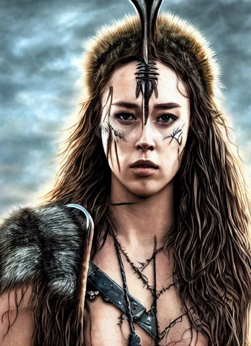 alycia debnam - carey as a barbarian warrior, | Stable Diffusion | OpenArt